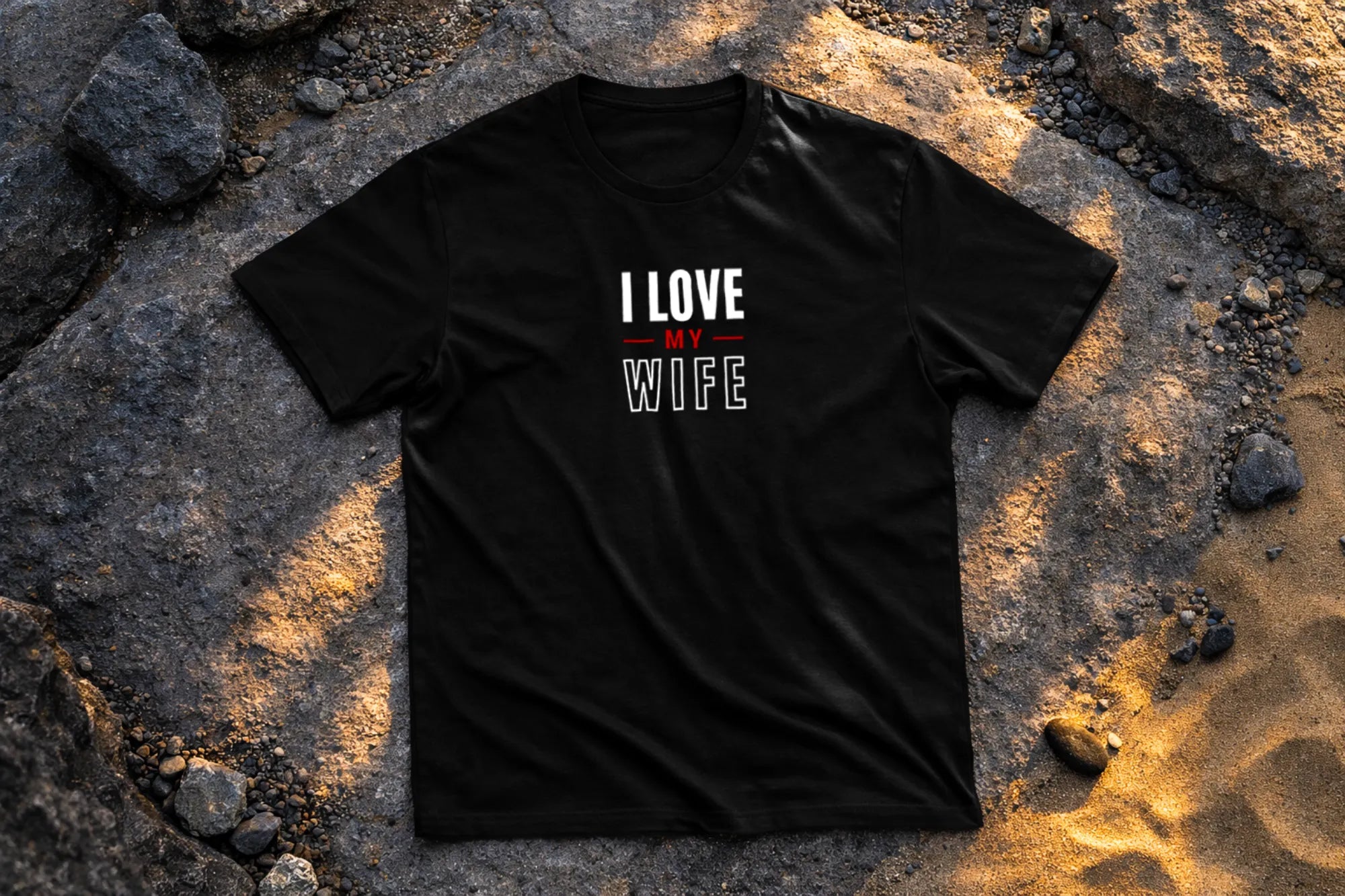 I Love My Wife Bold Outline – Romantic Husband Statement Tee