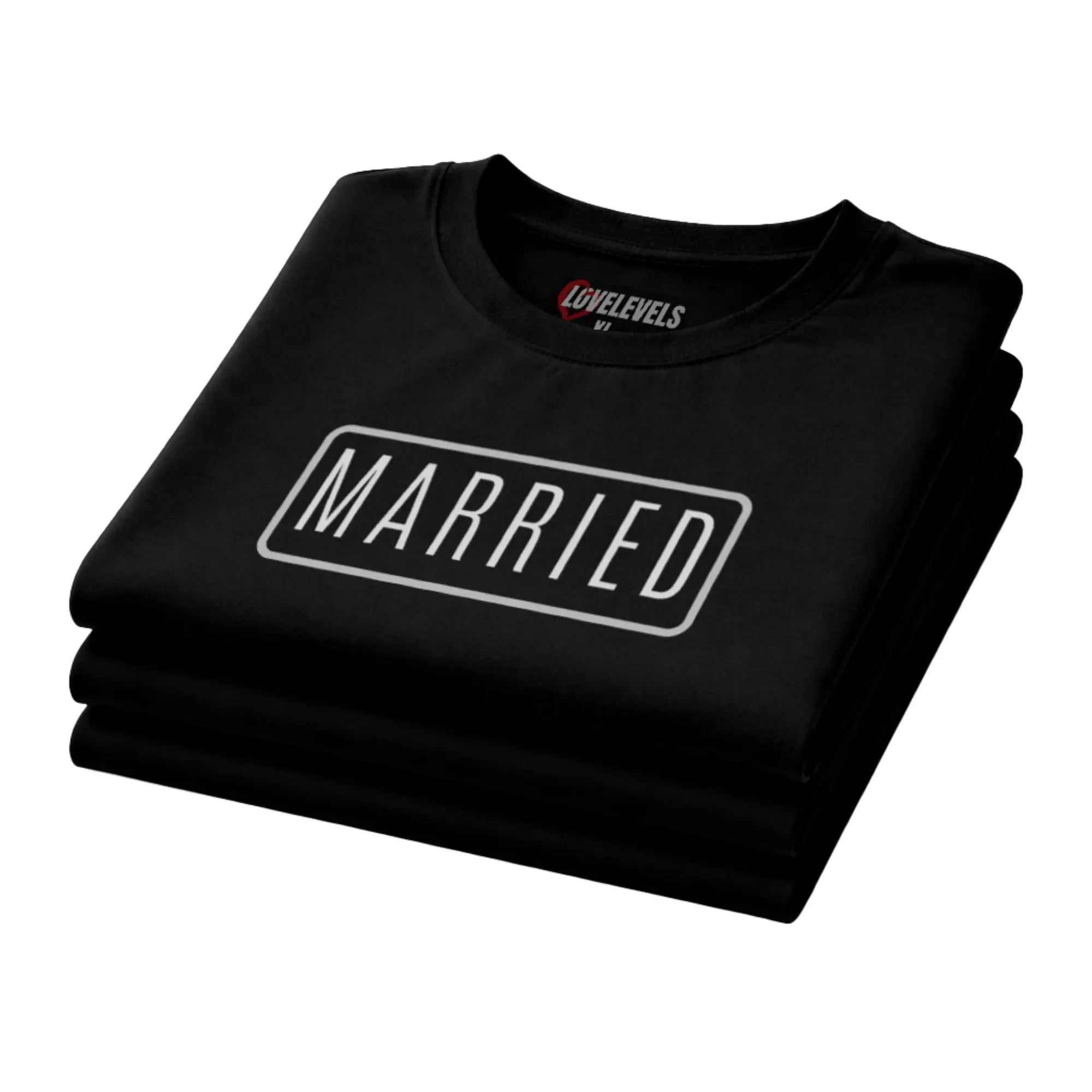 MARRIED Rounded Outline Badge Tee