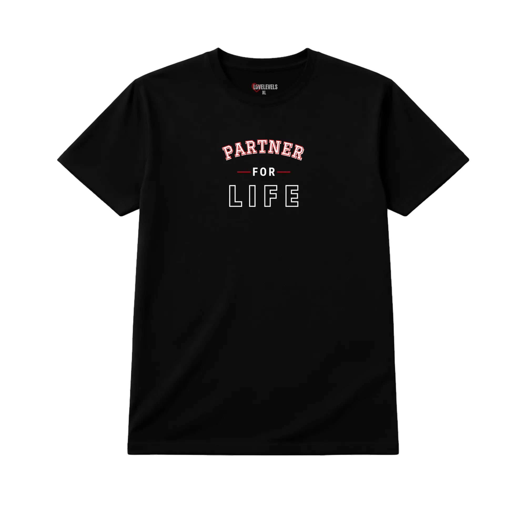 Partner For Life Varsity Outline – Romantic Relationship Statement Tee