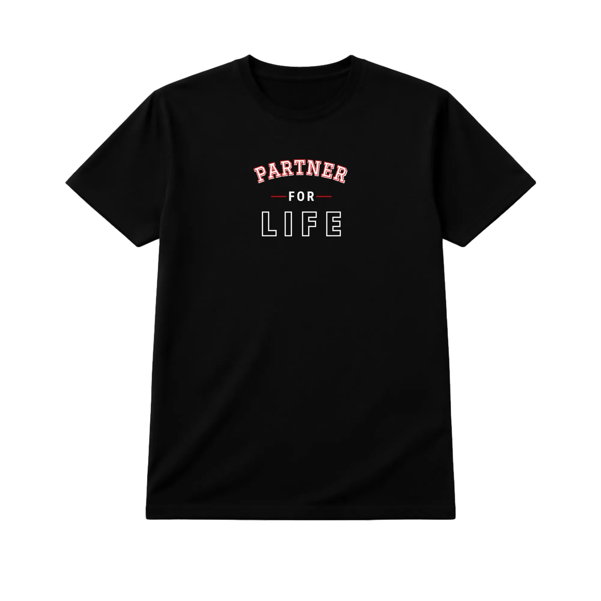 Partner For Life Varsity Outline – Romantic Relationship Statement Tee