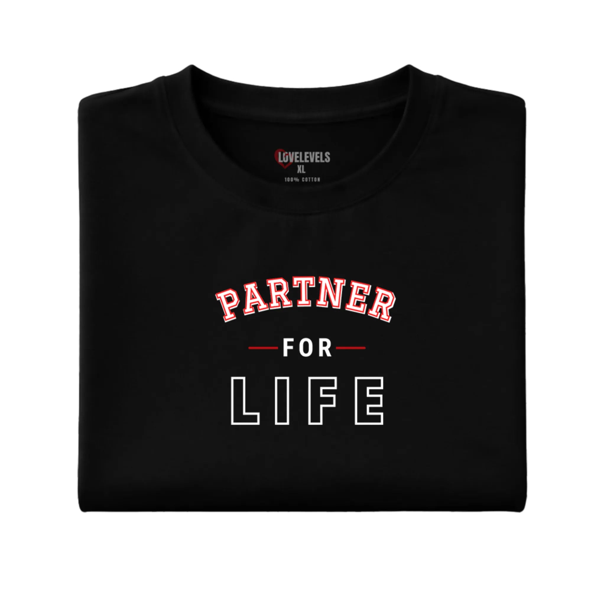 Partner For Life Varsity Outline – Romantic Relationship Statement Tee