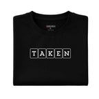 Taken Relationship Shirt – Minimal Boxed Letter Statement Tee