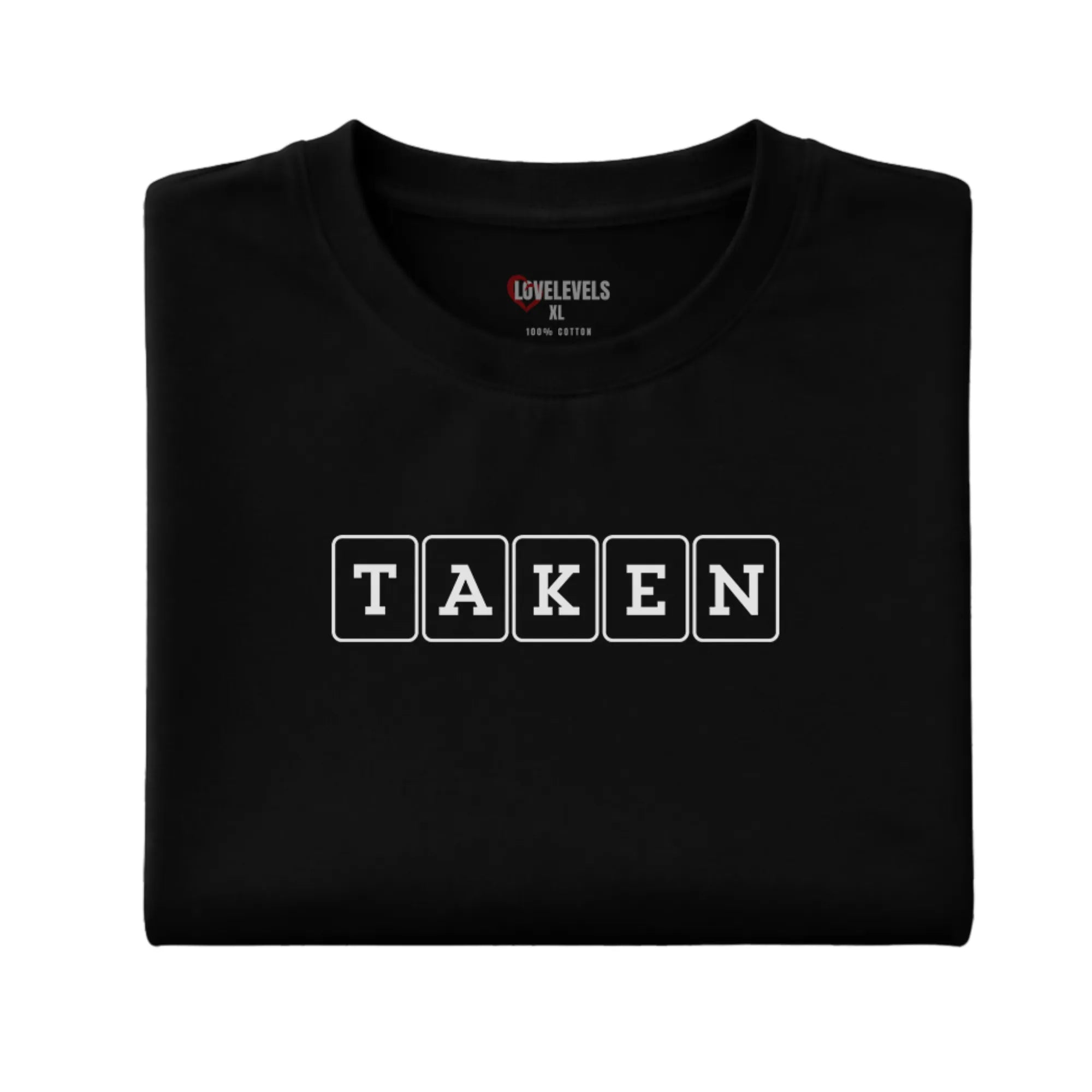 Taken Relationship Shirt – Minimal Boxed Letter Statement Tee