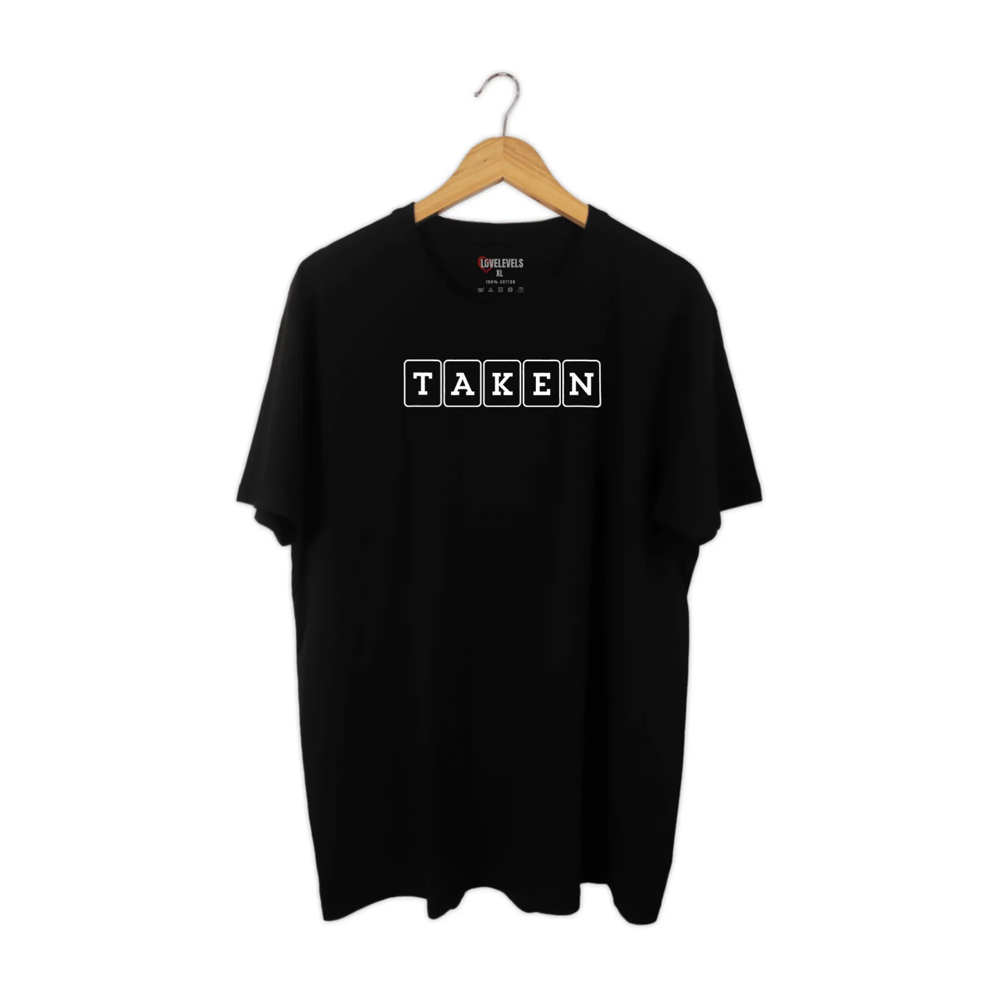 Taken Relationship Shirt – Minimal Boxed Letter Statement Tee